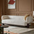 Florence natural fabric with dark wood 3 seater sofa