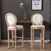 French Country Wooden Barstools With Upholstered Seating Set Of 2 (Set of 2)
