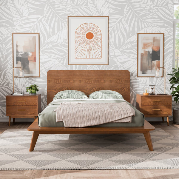 Furniture of America Beau Midcentury Low Profile Wood Platform Bed
