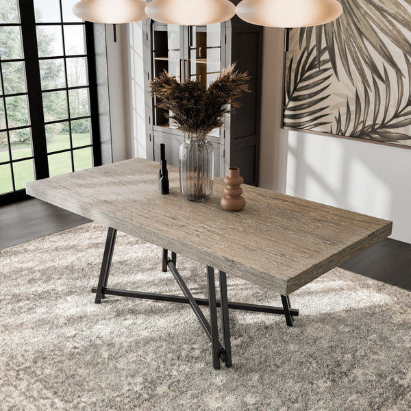 Furniture of America Evrena Modern 7-Piece Black Solid Wood Dining Set