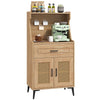 Gymax Coffee Bar Cabinet w/Pegboard Storage Drawer & Adjustable Shelf