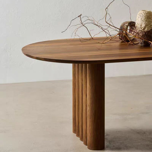 Modern Style Solid Wood Base Walnut Color Dining Table Home Furniture for Dining Room