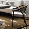 Simple Style Modern Upholstered Dining Arm Chair Solid Wood Backrest Rattan Dining Chairs for Dining Room Luxury