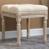 HOMCOM 15.75" Vintage Ottoman, Tufted Foot Stool with Upholstered Seat, Rustic Wood Legs for Bedroom, Living Room