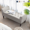 Arm Fabric Storage Ottoman Bench with Solid Wood Legs, 48"W x 18"D x 23"H