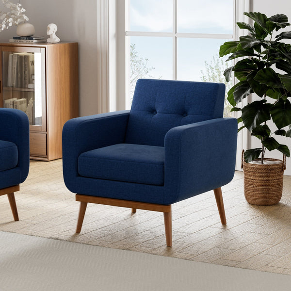 Tufted-Fabric-Upholstered-Accent Chair