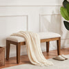 Upholstered Fabric Entryway Bench, Bedroom Bench for End of Bed Beige, Solid Wood 44-inch