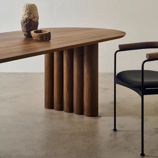 Modern Style Solid Wood Base Walnut Color Dining Table Home Furniture for Dining Room