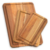Howard 3pcs Acacia Solid Wood Cutting Board Set, Reversible Wooden Kitchen Block, Extra Large Cutting Board For Kitchen, Serving Board, Chopping Board With Juice Groove and Easy Grip Handle (Set of 3)