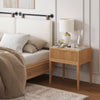 Jasper Mid-Century Modern Nighstand, Side Table with Storage and Fluted Drawer Doors with Brass Handles