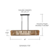 Kingsland 6 - Light Kitchen Island Linear Pendant with Wood Accents
