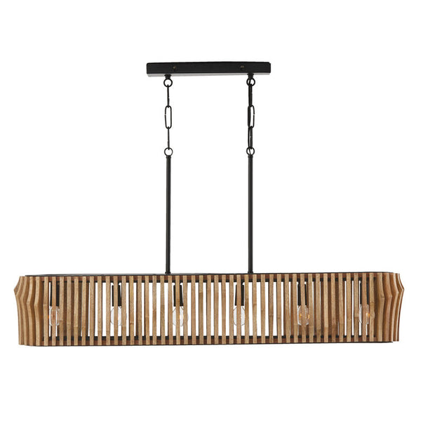 Kingsland 6 - Light Kitchen Island Linear Pendant with Wood Accents