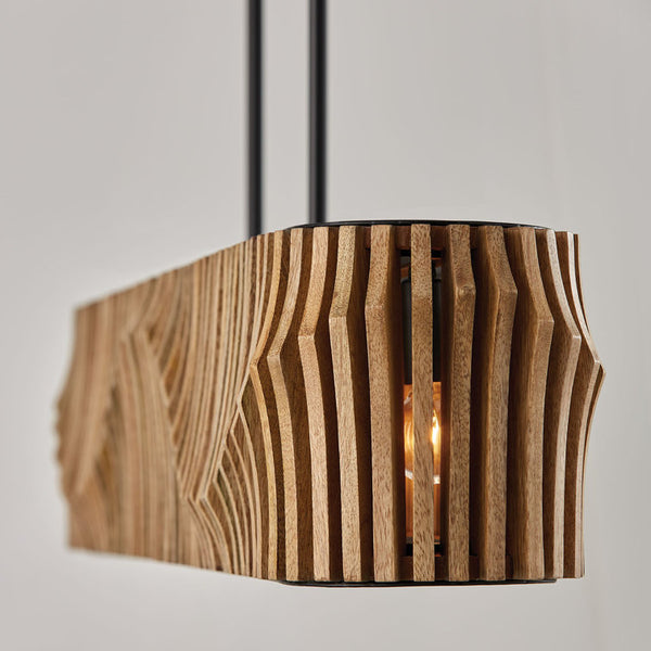 Kingsland 6 - Light Kitchen Island Linear Pendant with Wood Accents