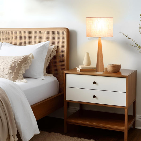 Manveen 20" Natural Solid Wood Table Lamp (Set of 2)
