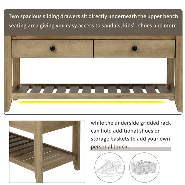 Merax Multipurpose Storage Bench Shoe Rack with Cushioned Seat and Drawers