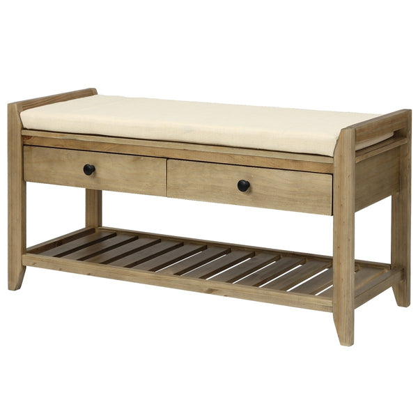 Merax Multipurpose Storage Bench Shoe Rack with Cushioned Seat and Drawers