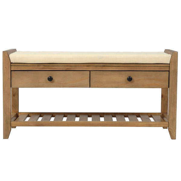 Merax Multipurpose Storage Bench Shoe Rack with Cushioned Seat and Drawers