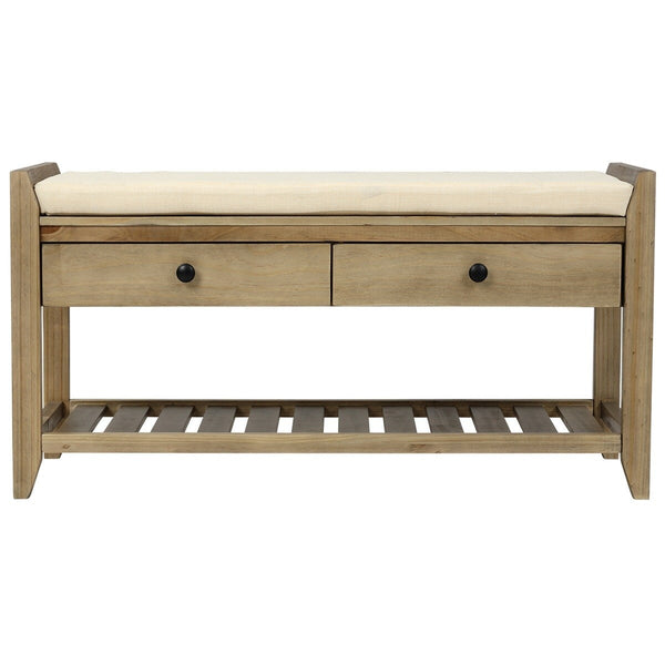 Merax Multipurpose Storage Bench Shoe Rack with Cushioned Seat and Drawers
