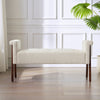 Modern Fabric Upholstered Entryway Storage Bench with Wooden Legs and Armrests