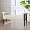 Modern Fabric Upholstered Entryway Storage Bench with Wooden Legs and Armrests