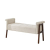 Modern Fabric Upholstered Entryway Storage Bench with Wooden Legs and Armrests