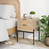 Nathan James Andrew Rattan End Side Table Storage Doors Gold Accents