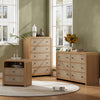 Rattan 5-Drawers Dresser，Thickened Curved Profile Design