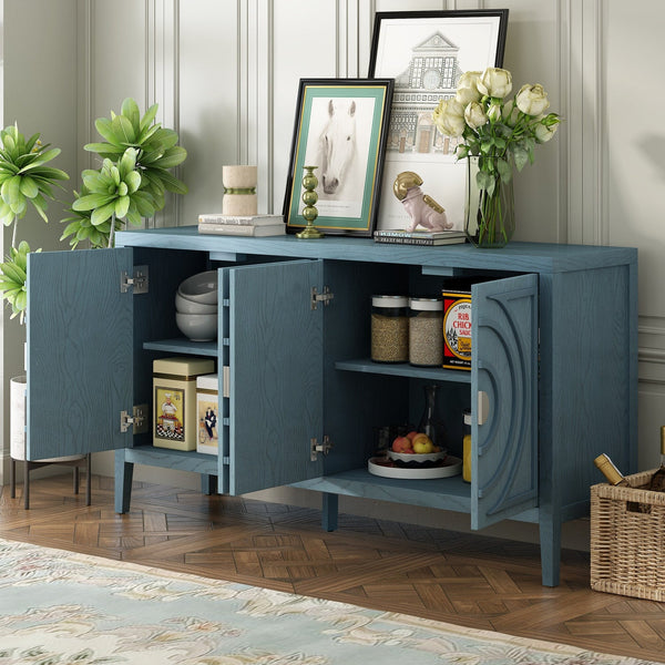 Retro Sideboard with Circular Groove Design