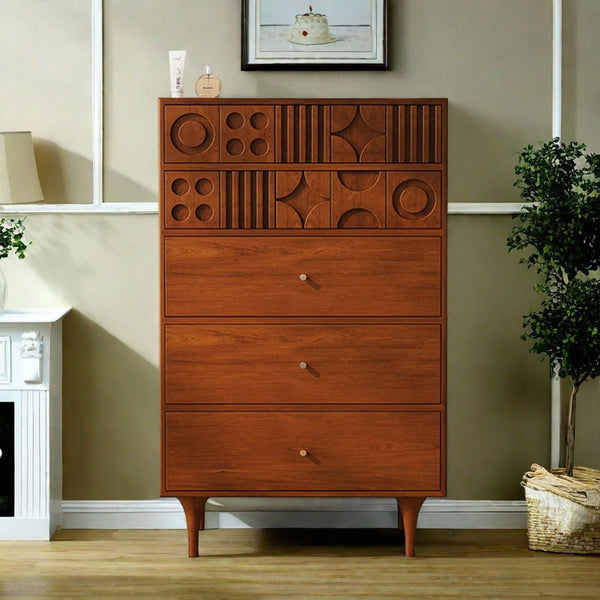 Retro Carved Modern Simple Wooden Accent Chest