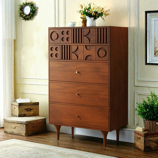Retro Carved Modern Simple Wooden Accent Chest