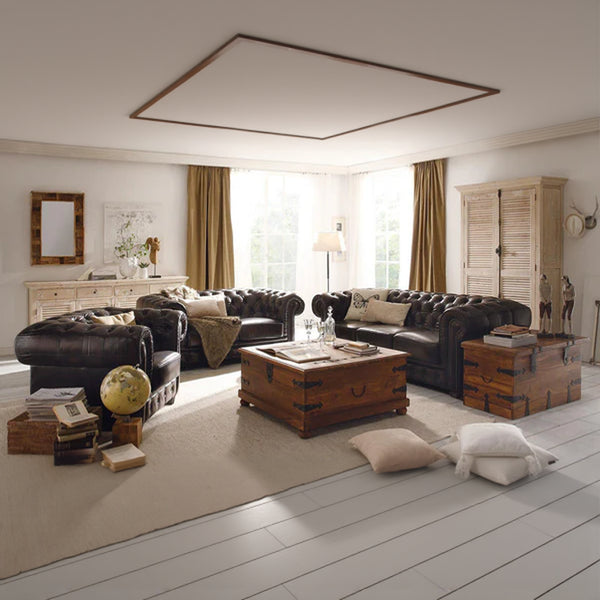 Adela Leather Chesterfield Sofa Set
