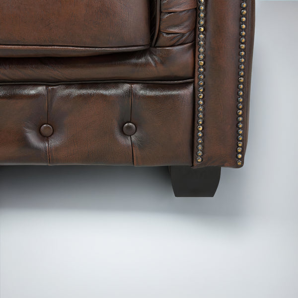 Adela Leather Chesterfield Sofa Set