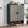 Shoe Cabinet with Doors, Entryway Shoe Storage Cabinet with Adjustable Shelves - 29.6" L x 13.8" D x 43.3" H