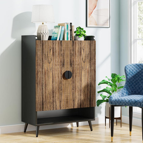 Shoe Cabinet with Doors, Entryway Shoe Storage Cabinet with Adjustable Shelves - 29.6" L x 13.8" D x 43.3" H