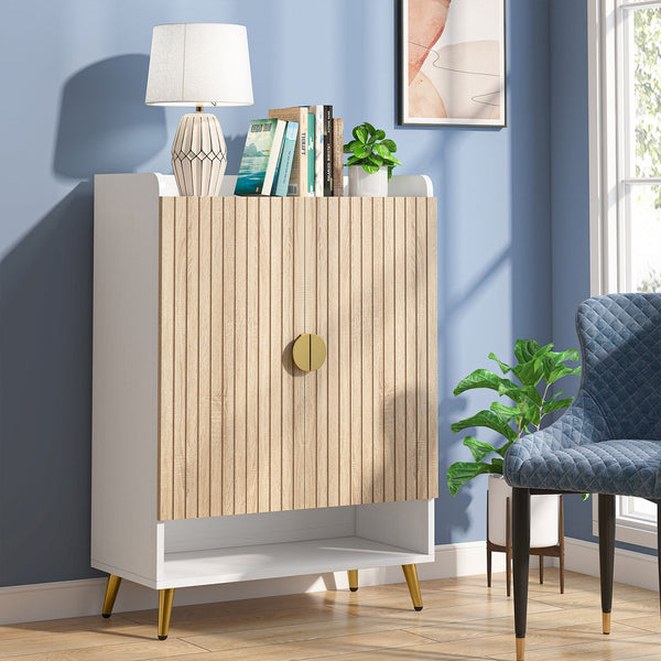 Shoe Cabinet with Doors, Entryway Shoe Storage Cabinet with Adjustable Shelves - 29.6" L x 13.8" D x 43.3" H