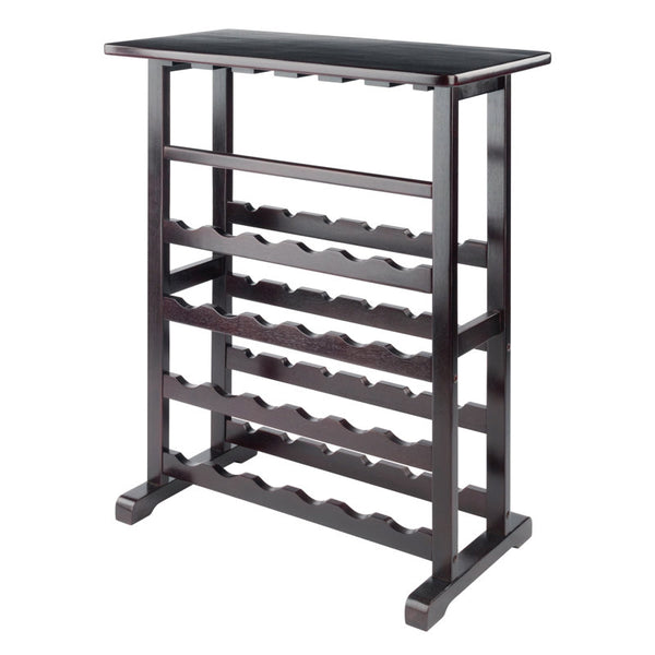 Taggert 24 Bottle Floor Wine Bottle & Glass Rack in Dark Espresso