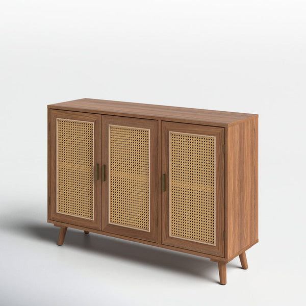 Talia 43" Wide Solid Wood Legs Rattan Sideboard
