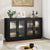 Veltri 55.1'' W Modern Sideboard, Buffet with Adjustable Shelves and Tempered Glass Doors