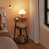 Vernestine Round End Table Side Table with 3-Tier Shelves