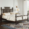 Vintage Country Style Wood Four Poster Platform Bed with 56.9" High Crown-like Headboard, No Box Spring Needed