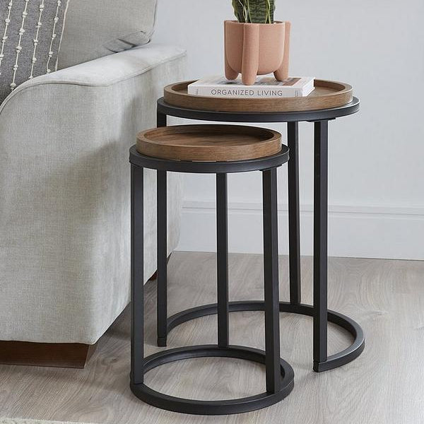 Very Home Harlem Round Nest of 2 Tables - Mid Oak - FSC® Certified
