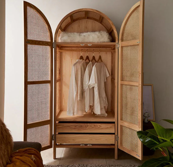Arched Haven Rattan Wardrobe