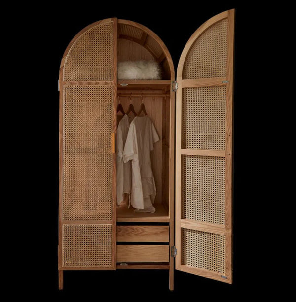 Arched Haven Rattan Wardrobe