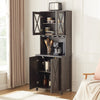 Wine Bar Cabinet with Wine Rack, Coffee Bar Cabinet with Glass Cabinet Doors, Kitchen Cabinet with Open Storage Shelves