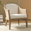 Xaver 28.5'' Wide Farmhouse Boucle Rattan Solid Wood Armchair