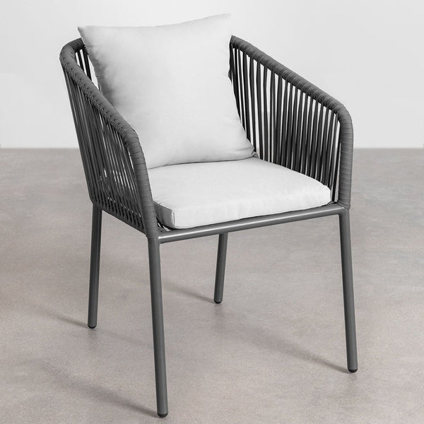 Arhiza Classic garden chair with aluminum armrests and braided rope