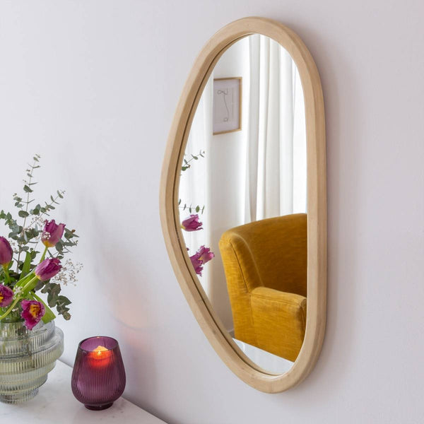 Marley Light Mango Wood Abstract Mirror