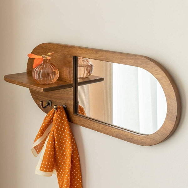 Remick dark mango wood oval mirror