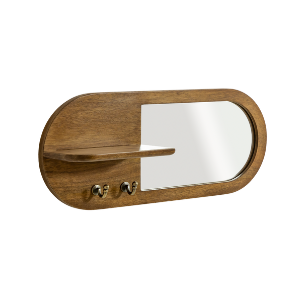Remick dark mango wood oval mirror