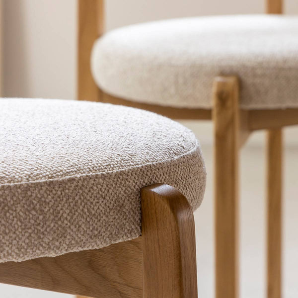 Aline elm wood and grey bouclé fabric chair (set of 2)